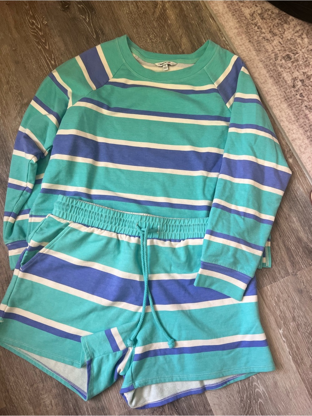 Wildfox Women’s Striped Set - Teal, Blue & White